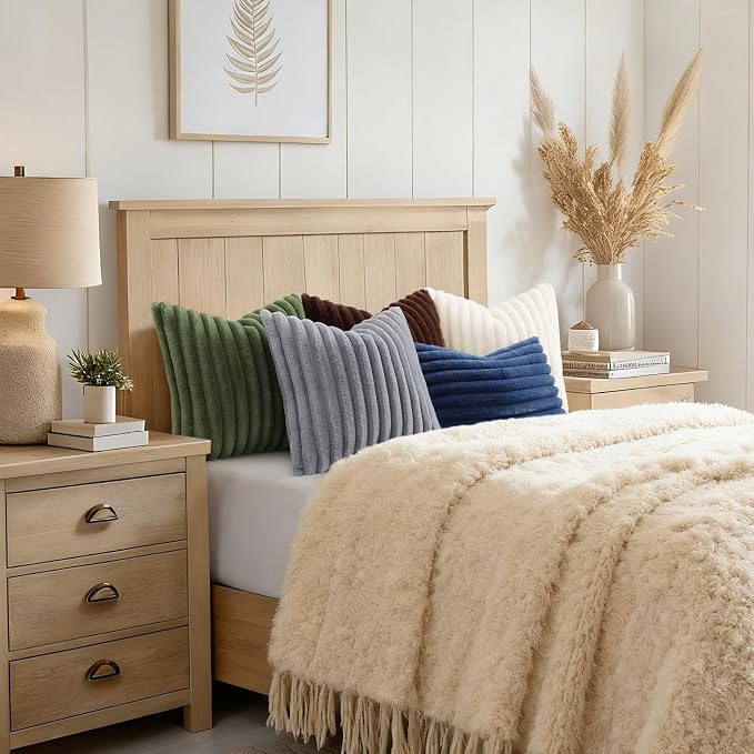 decorUhome Cozy Faux Fur Throw Pillow Covers 22x22 Set of 2 Decorative Soft - Image 8