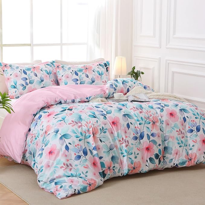 MUXHOMO Duvet Cover Queen Size, Reversible Floral Vintage Duvet Cover Set - Image 3