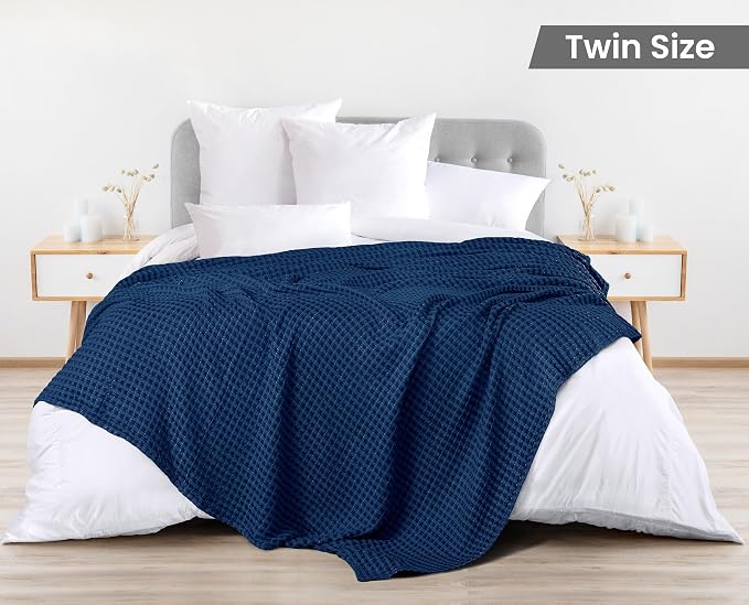Utopia Bedding 100% Cotton Waffle Weave Blanket Twin Size - Image 2