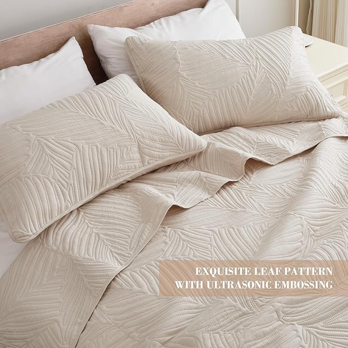 Exclusivo Mezcla Twin Quilt Bedding Set, Lightweight Brich Beige Quilts Twin - Image 3