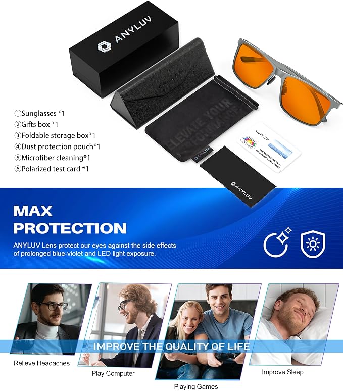 ANYLUV Blue Light Glasses Men, Relieve Eyestrain and Eye Protection, Al-Mg - Image 7
