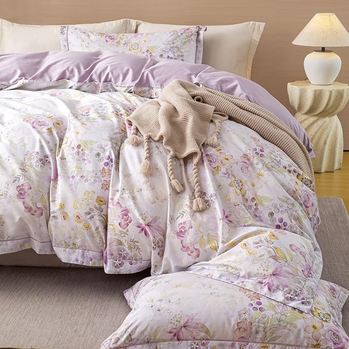 OAITE Duvet Cover Set King Size Floral Pattern Ultra Soft 100% Cotton Duvet - Image 2