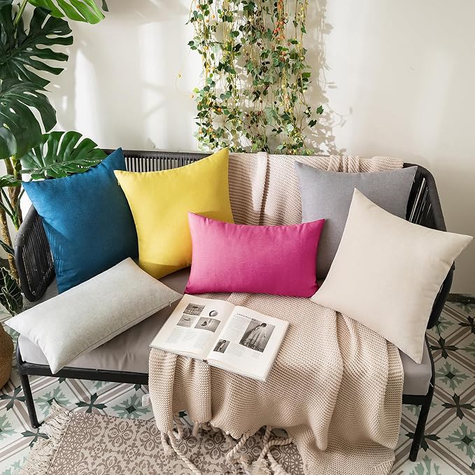 MIULEE Pack of 2 Decorative Outdoor Solid Waterproof Throw Pillow Covers Faux - Image 5