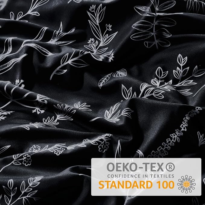 MUXHOMO Duvet Cover Full Size, Reversible Floral Black Duvet Cover Set - Image 3