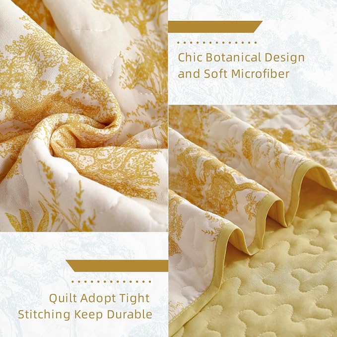 WONGS BEDDING Botanical Quilt Set Queen Size - Image 6