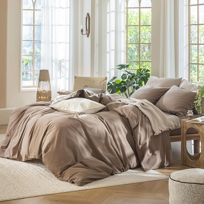 MooMee Bedding Duvet Cover Set 100% Washed Cotton Linen Like Textured - Image 3