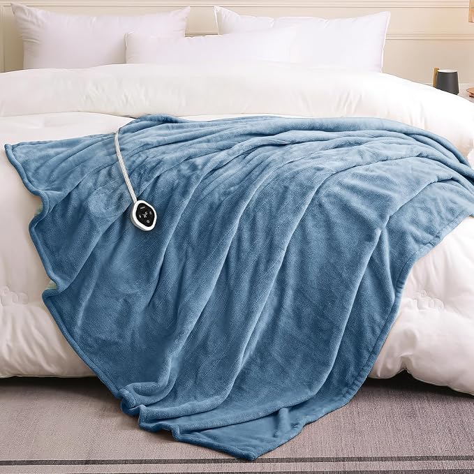 HOMLYNS LuxeHeat Heated Blanket Electric Blanket Twin Size, Soft Flannel Sherpa - Image 7