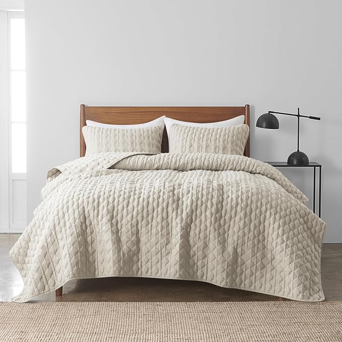 WDCOZY Light Beige Quilt King Size Bedding Set - Image 2