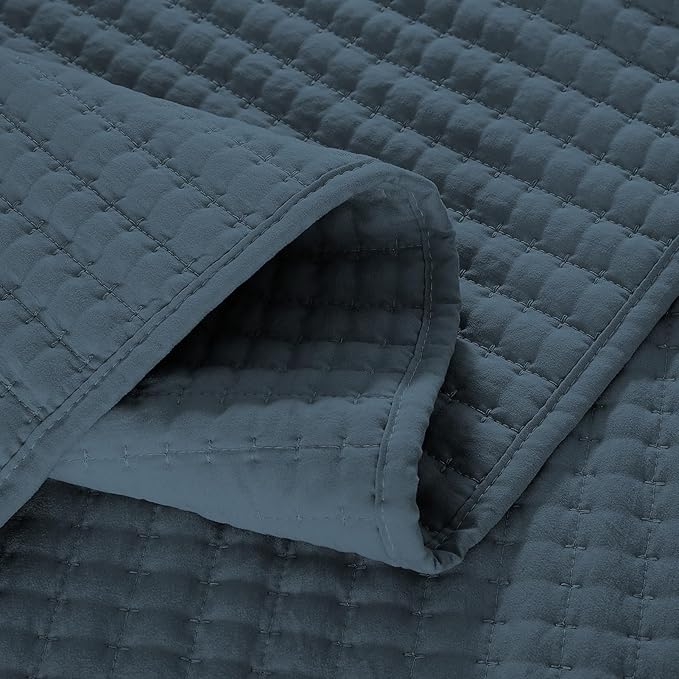 WRENSONGE Queen Quilt-3 Pieces Lightweight Navy Blue Bedspreads Queen Size - Image 5