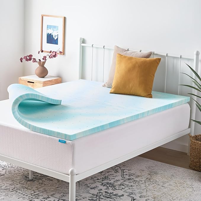 Linenspa 2 Inch Swirl Gel Memory Foam Mattress Topper, California King Size – by Linenspa