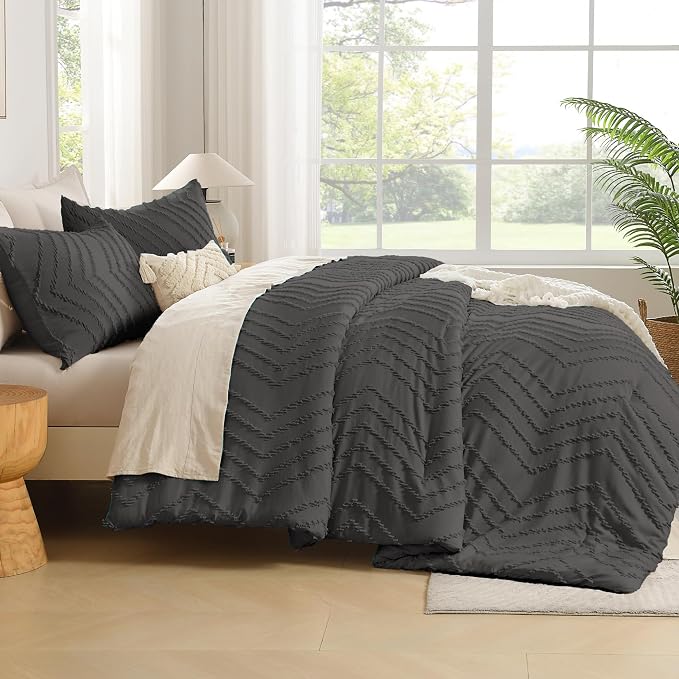 Andency Dark Grey Comforter Set Full Size, Boho Soft Warm Tufted Bedding - Image 7