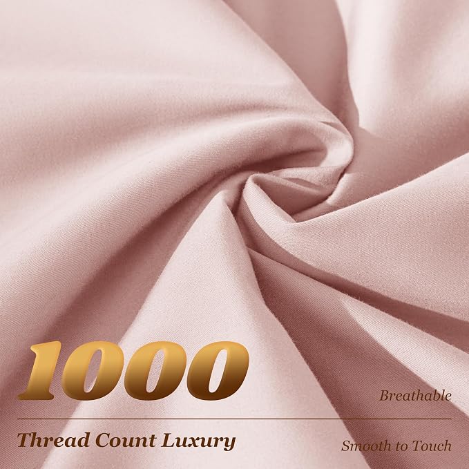 LBRO2M 1000 Thread Count 100% Egyptian Cotton Sheets Set King Size, 4 Piece - Image 3