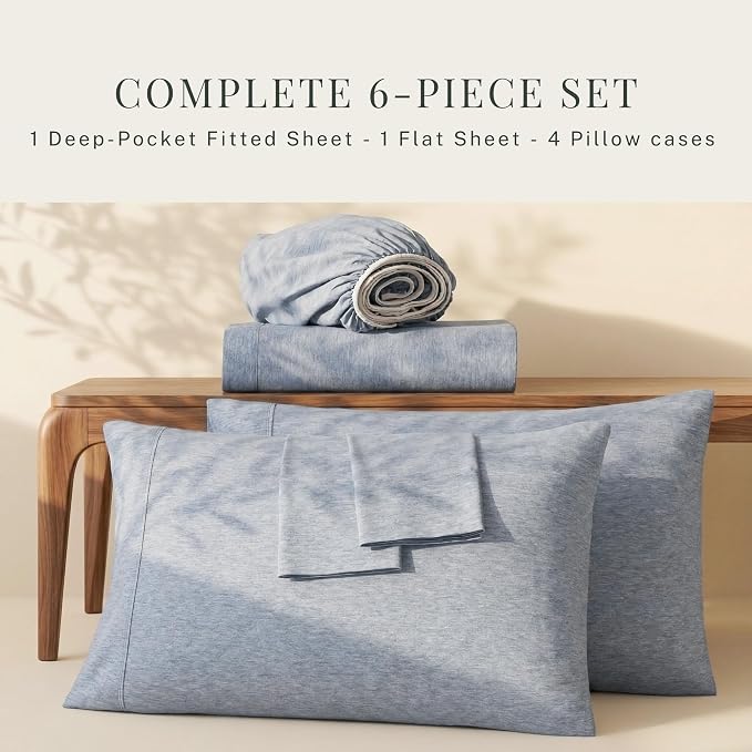 Hearth & Harbor Bed Sheets, Luxury Soft 6 Piece Bed Sheet Set Extra Deep Pocket - Image 5