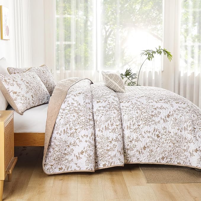 WONGS BEDDING Queen Size Quilt Set, Botanical Quilt - Image 3