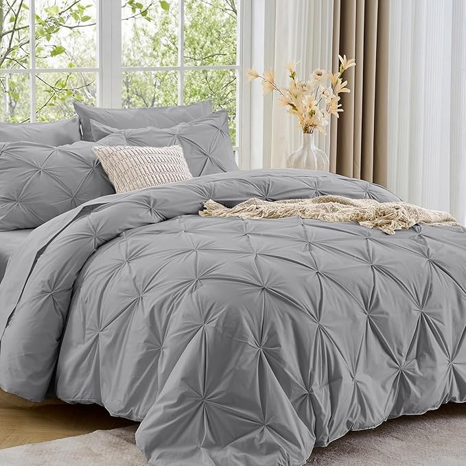 Sasttie Twin XL Comforter Set, 5-Piece Bed in a Bag, Pintuck Bedding Sets by SASTTIE