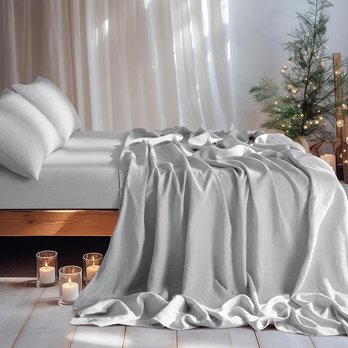LBRO2M 100% Pure Linen Sheet Set Deep Pocket Up to 16" Bed Sheets Sets - Image 6