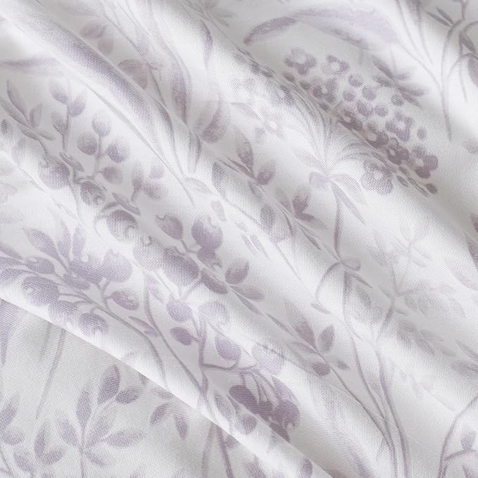 SUSYBAO Purple White Floral Duvet Cover Queen 100% Cotton 3 Pcs Set 1 White - Image 3
