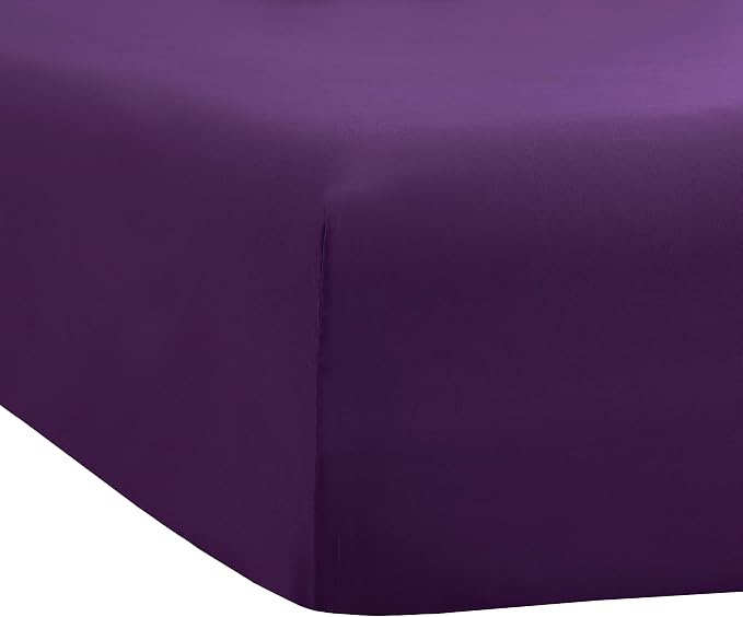 Sfoothome Fitted Bottom Sheet for Mattress, Single Twin XL Size Purple - Image 4