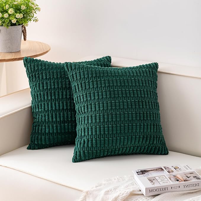 Aegero Pack of 2 Christmas Green Corduroy Decorative Throw Pillow Covers 24x24 by Unknown