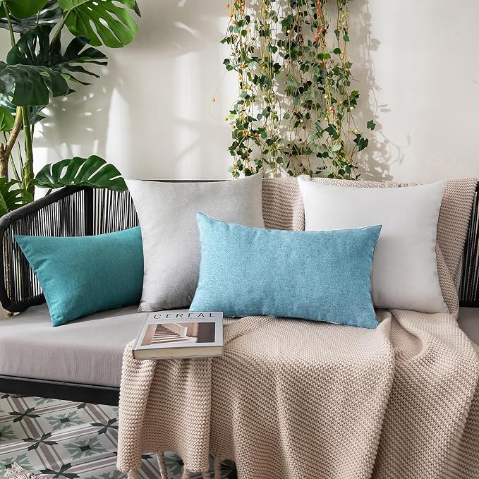 MIULEE Pack of 2 Decorative Outdoor Solid Waterproof Throw Pillow Covers Faux - Image 4