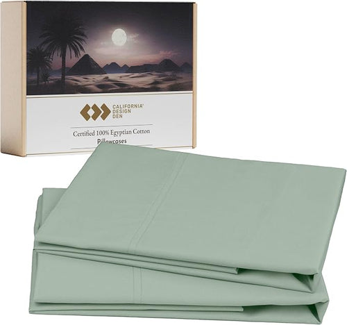 100% Egyptian Cotton King Size Pillow Cases 2, Sateen Weave, Breathable King by CaliforniaDesignDen
