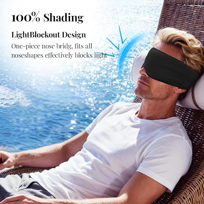 Cotton Sleep Eye Mask for Women Men, 100% Blocking Light Eye Mask Sleeping for - Image 2