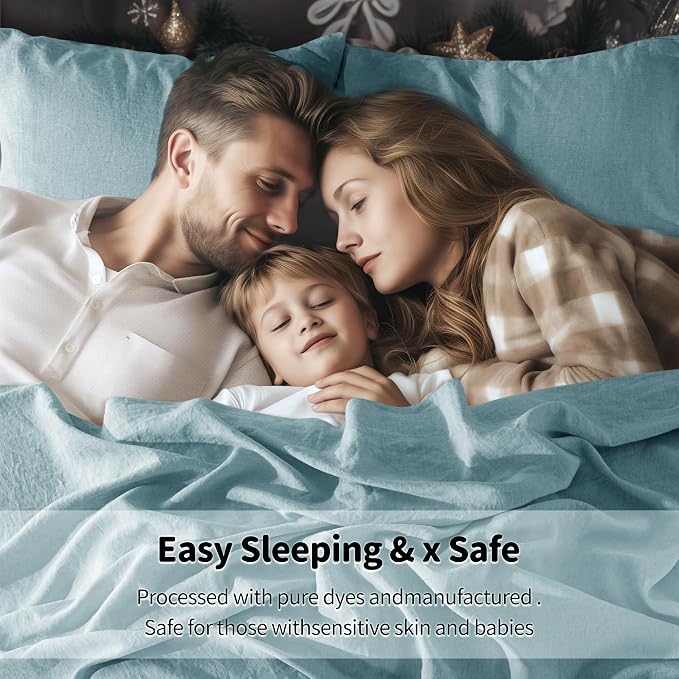 LBRO2M 100% Pure Linen Sheet Set Deep Pocket Up to 16" Bed Sheets Sets - Image 5