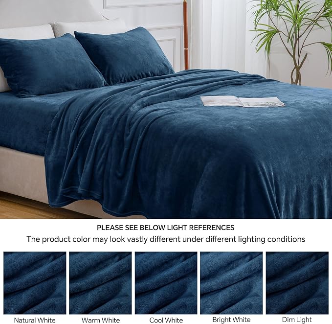 BEDELITE Flannel Sheets King Size Navy - Image 9