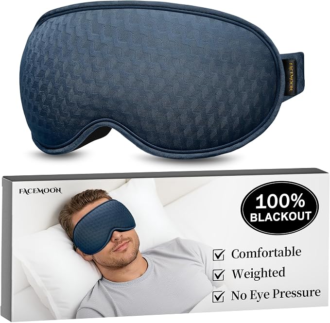 Weighted Blackout Sleep Mask for Men: 3D Contoured Zero Eye Pressure Sleep Mask by FACEMOON