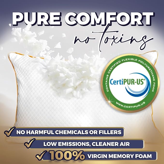Royal Therapy Queen Size Set of 2-Shredded Memory Foam Pillow–Adjustable Memory - Image 2