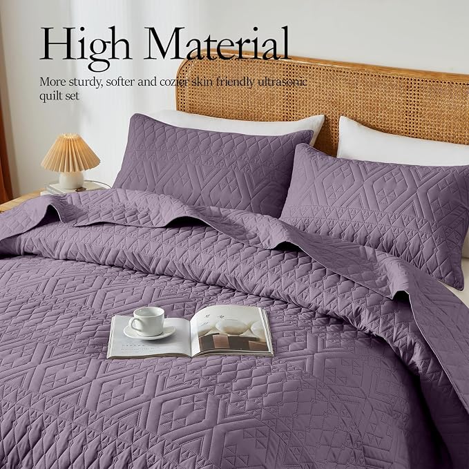 akkialla Full/Queen Quilt Set, Boho Geometric Pattern, Soft All-Season Bedding - Image 4