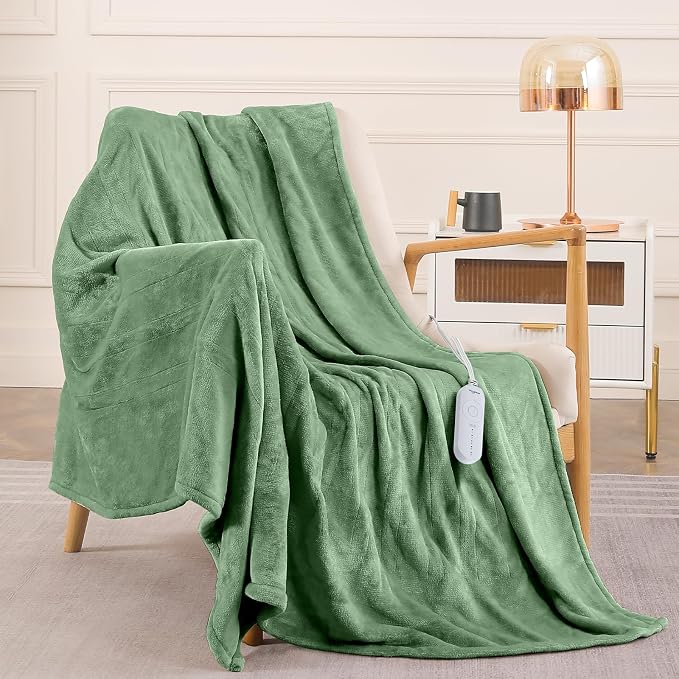 HOMLYNS LuxeHeat Heated Blanket Electric Blanket, Soft Flannel Sherpa Heated - Image 7