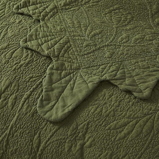 Brandream Queen Size Quilt Set Cotton Green Quilts Luxury Farmhouse Bedding Set - Image 8