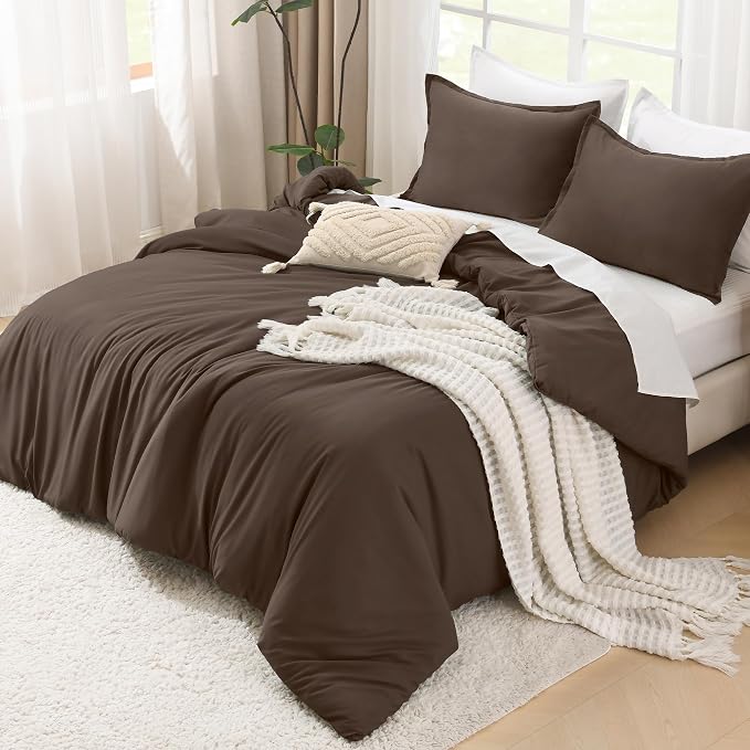 Litanika Chocolate Comforter Set Twin/Twin XL Size, 2 Pieces Solid Bedding - Image 4