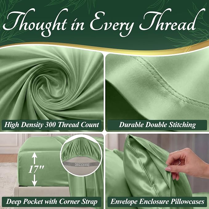 DECOLURE 100% Viscose Derived from Bamboo Sheets Twin Size - Image 4