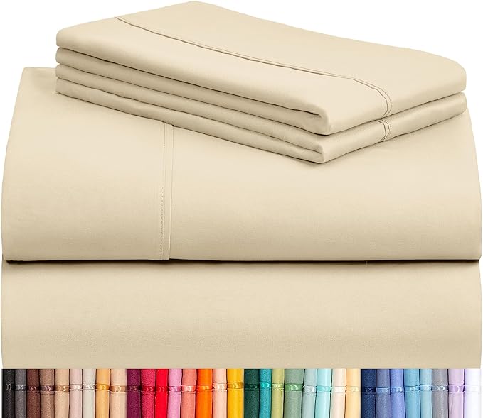 LuxClub 4 PC Full Size Sheet Set Deep Pockets 18" Wrinkle Free Cooling Sheets by LuxClub