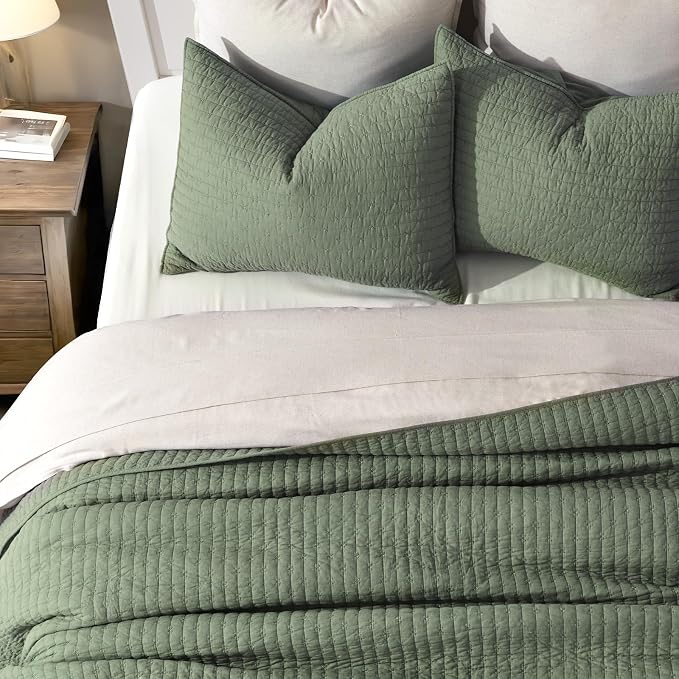 EVERGRACE Cross Stitch Pre-Washed Cotton Quilt Bedding Set King Size, Oversized - Image 4