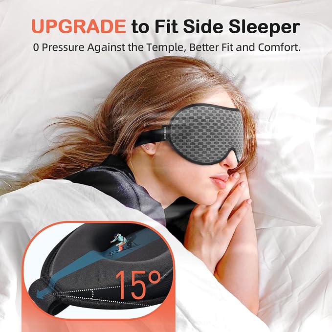 INNELO 3D Contoured Sleep Mask for Side Sleepers, 100% Light Blocking Sleeping - Image 2