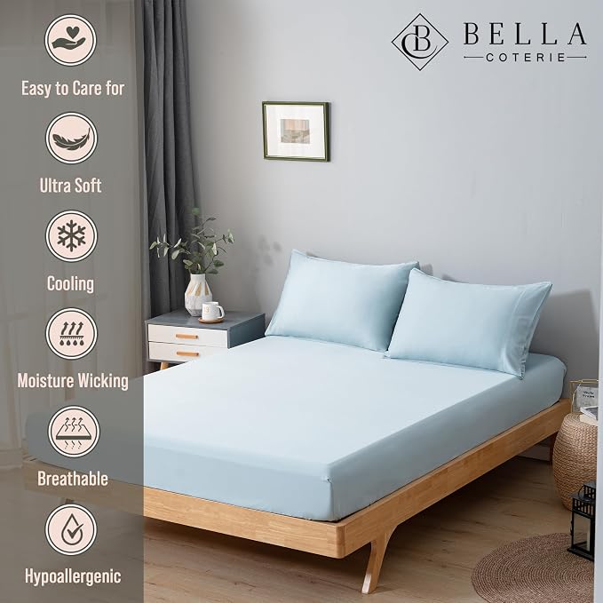 Bella Coterie Queen Size Fitted Sheet Only | Luxury Bamboo Viscose | 100% - Image 2