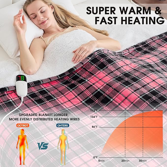 OCTROT Heated Blanket Electric, Twin Size 62X84, Heating Blanket - Image 2
