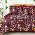 Yiran Queen Comforter Set 7 Piece, Burgundy Floral Bedding Set, Bed in a Bag by Yiran