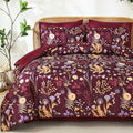Yiran King Size Comforter Set 7 Piece, Burgundy Floral Bedding Set, Lightweight by Yiran
