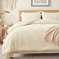 Zzlpp King Comforter Set 7 Pieces, Cream Tufted Bed in a Bag by ZZLPP