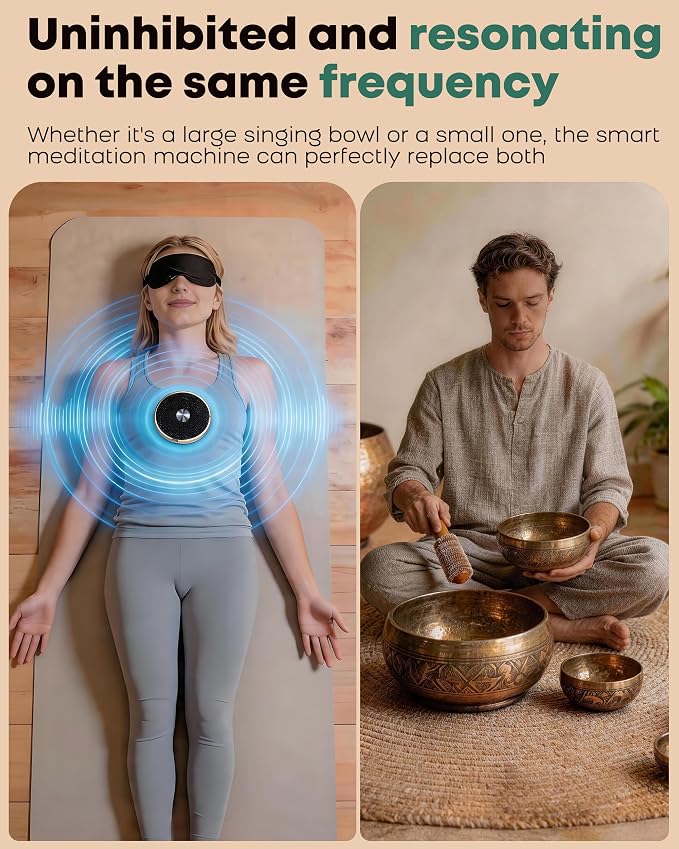 Portable Electronic Tibetan Singing Bowl, 4 Healing Frequencies& Singing Bowl - Image 2