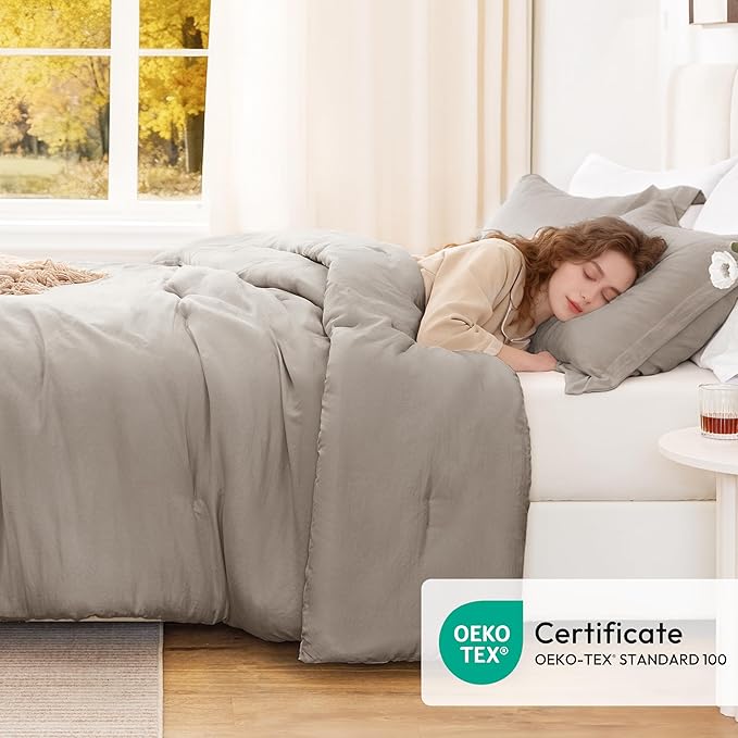 Love's cabin Burlwood King Size Comforter Set, 3-Piece Prewashed Bed Set - Image 5