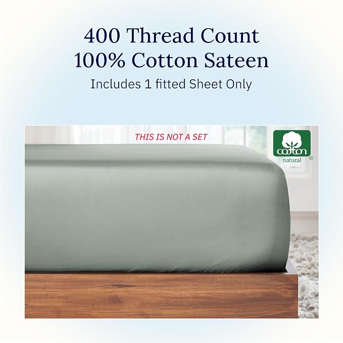 California Design Den Twin XL Bed Fitted Sheet, Soft 400 Thread Count 100% - Image 3