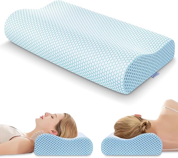 Anvo Memory Foam Pillow, Neck Contour Cervical Orthopedic Bed Pillow by AnvoHome