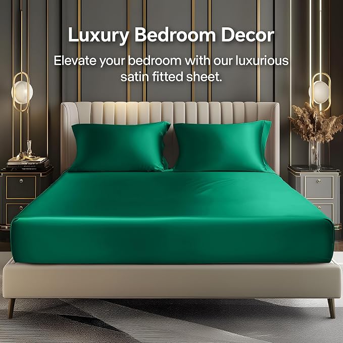 BEDELITE Satin Fitted Sheet and Pillowcases Set, Luxury Soft Similar to Silk - Image 2