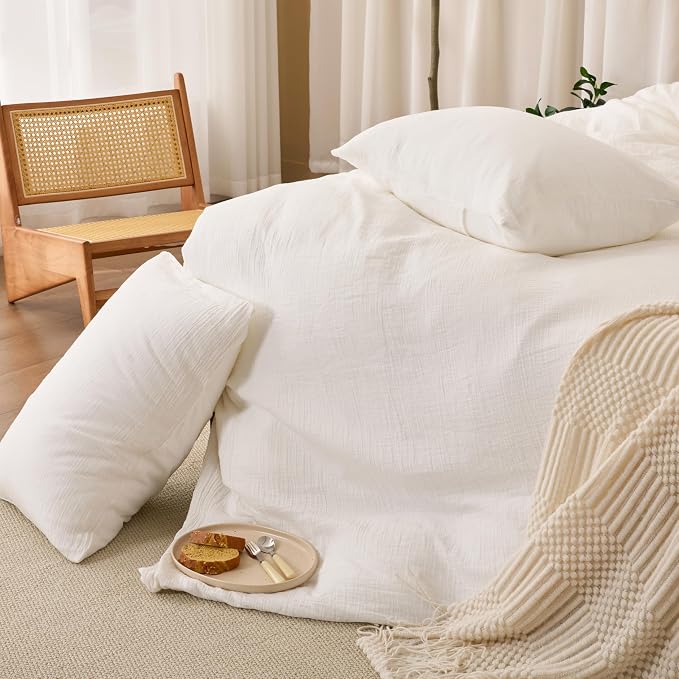 Off White Twin Duvet Cover, 100% Sandwashed Cotton Soft Twin Size Duvet Cover - Image 9