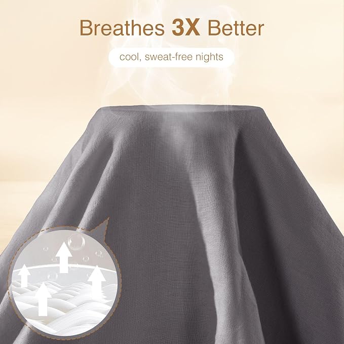 SONORO KATE 100% French Linen Duvet Cover Full Size, Soft Breathable - Image 2